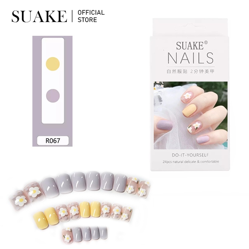Set 24 Móng Tay Giả Suake Phong Cách Pháp Nhiều Màu Sắc Nghệ Thuật Có Thể Tái Sử Dụng