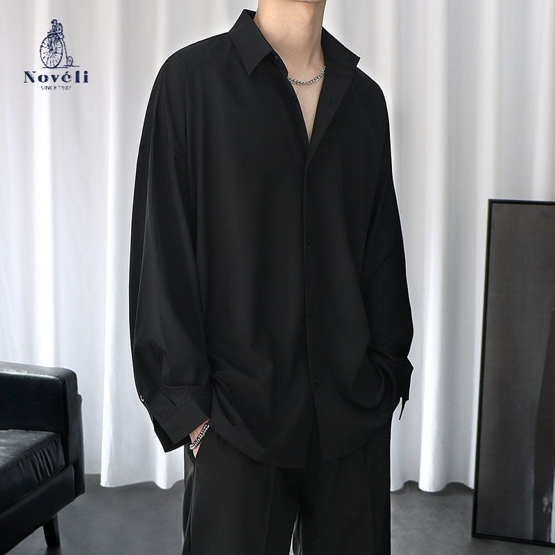 Blue Weilong Áo Sơ Mi Tay Dài Dáng Rộng Đa Năng Phong Cách Hàn Quốc Thời Trang Xuân Hè Cho Nam