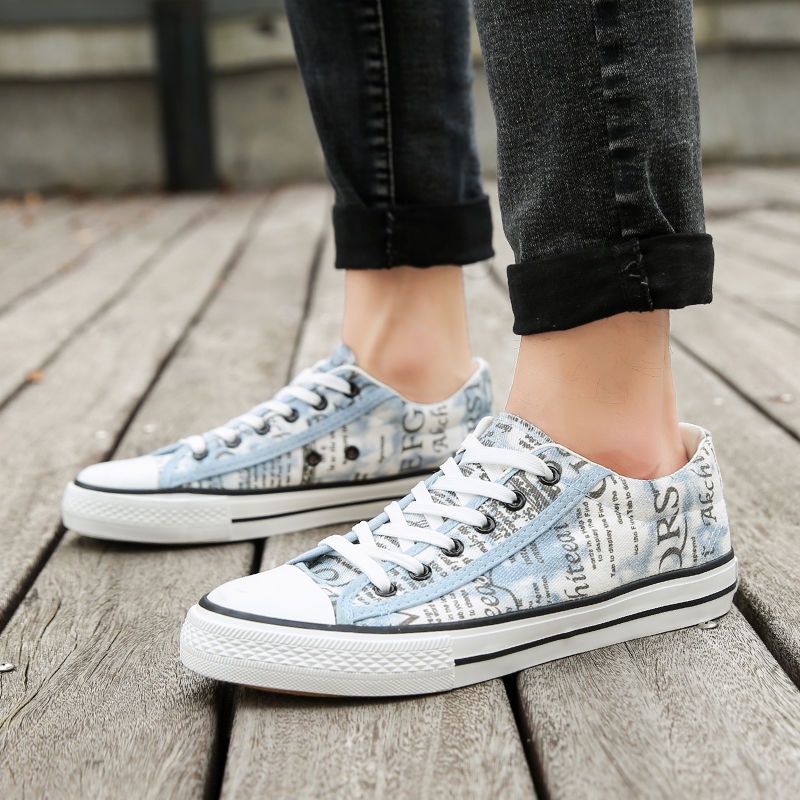 Giày Vải Canvas Cổ Thấp Thoáng Khí In Họa Tiết Graffiti Phong Cách Hàn Quốc Thời Trang Cho Nam Size 39-44 8 Kiểu