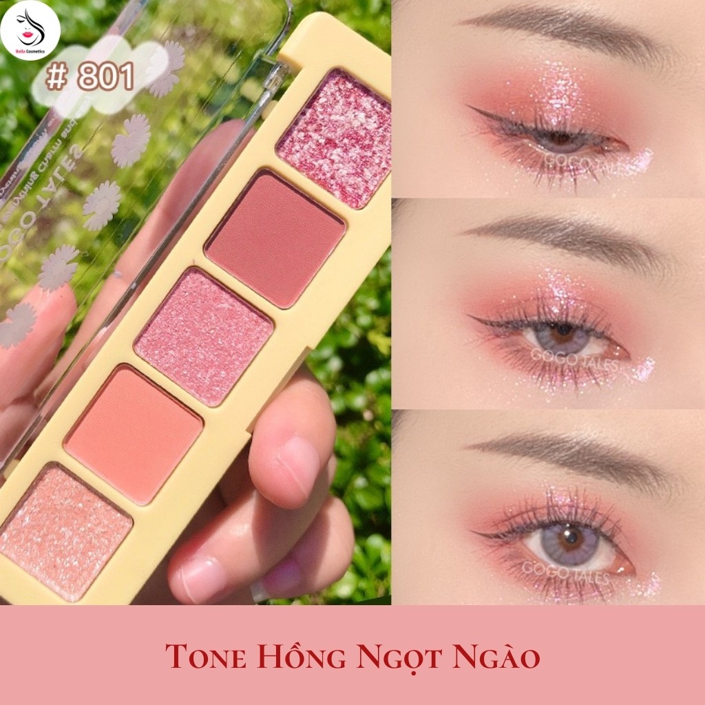 Phấn Mắt GOGO TALES Heart Daisy 5 Ô Phấn Nhũ Lì