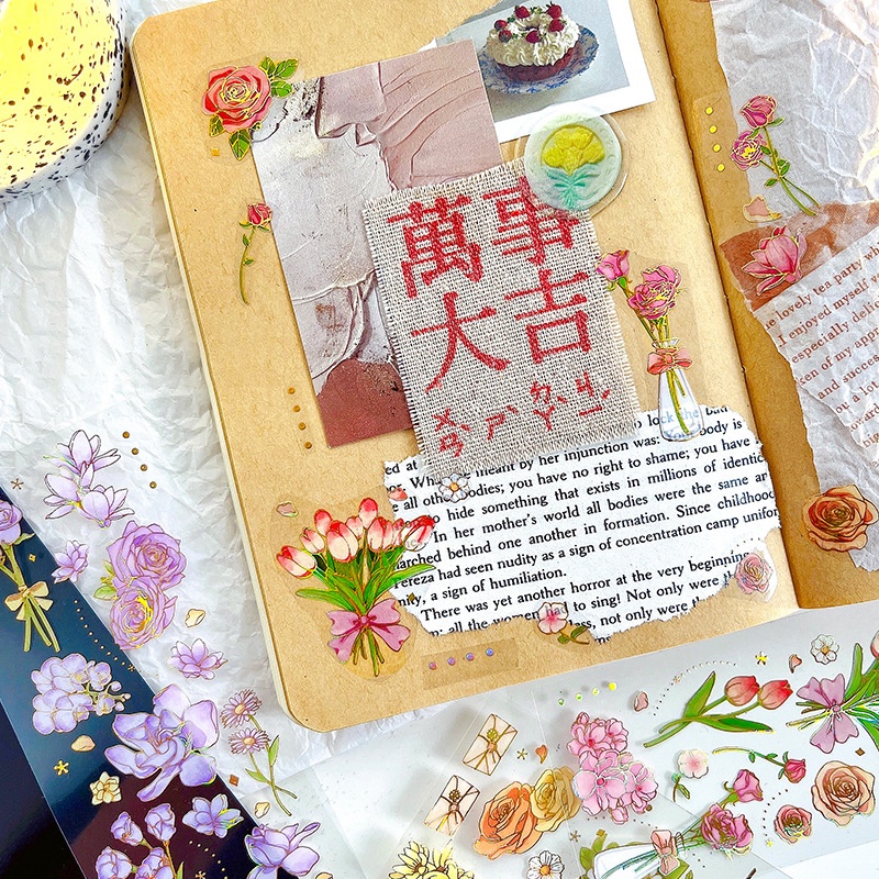 1 Sticker Dán Tường Hình Khu Vườn Bốn Mùa Dùng Trang Trí Sổ Tay