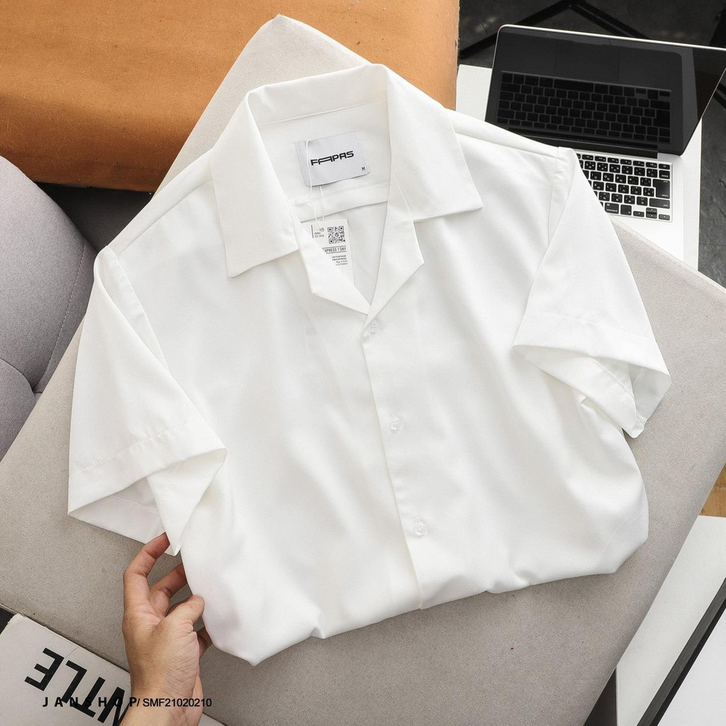 Áo sơ mi ngắn tay Cổ Vest TRƠN - Kiểu sơ mi tay ngắn FAPAS