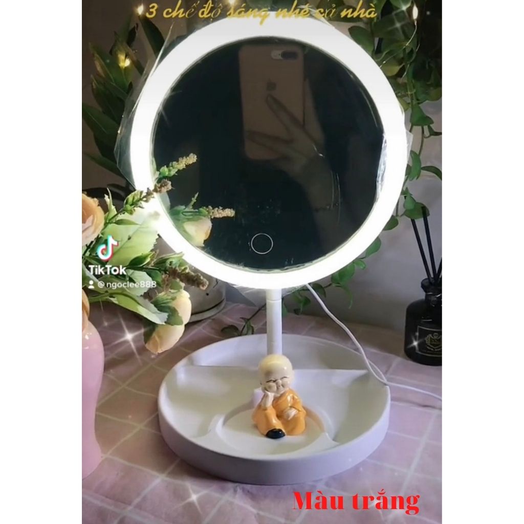 Gương soi trang điểm để bàn có đèn Led, cảm ứng thông minh mẫu mới siêu hot cao cấp - NgocThi Storere