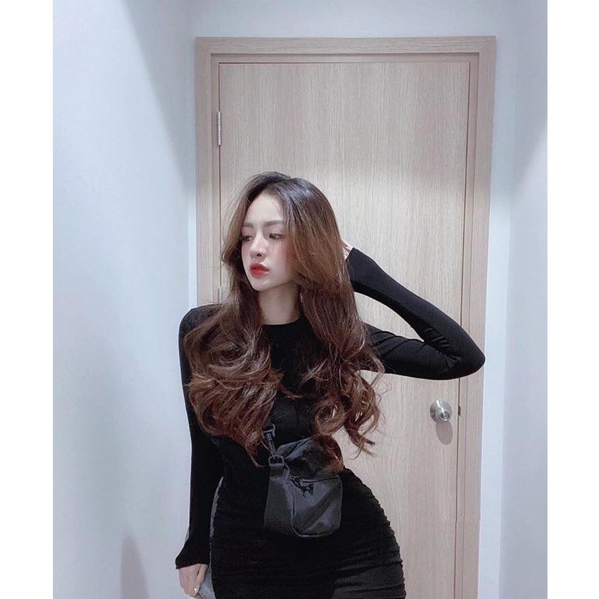 (VIDEO+HÌNH THẬT) Đầm Body Tay Dài Nhún Sườn Chuẩn Form | BigBuy360 - bigbuy360.vn