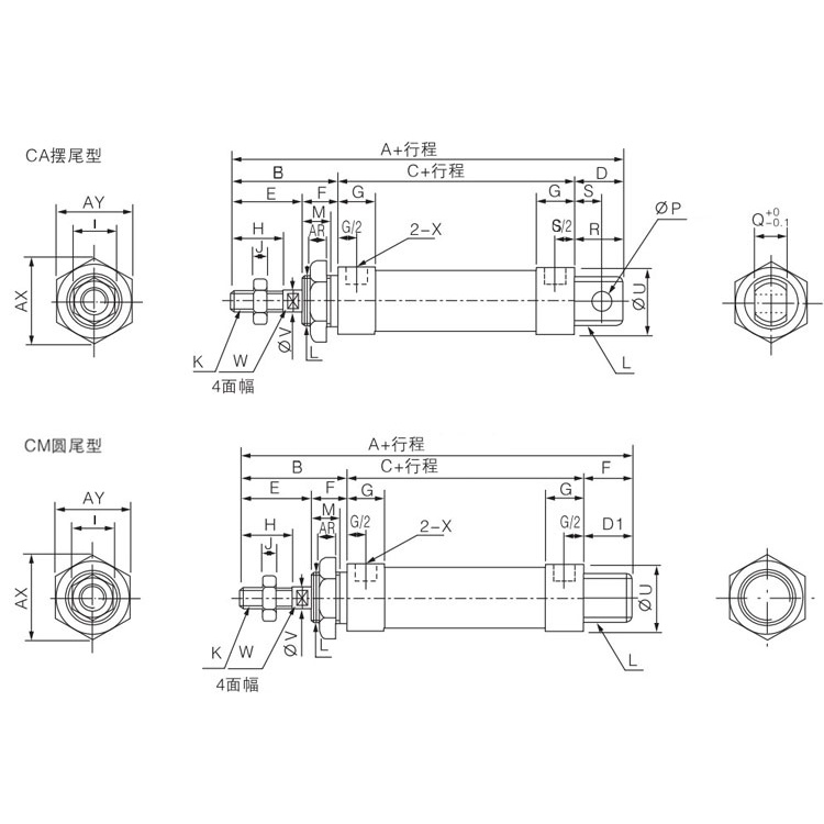 Xi lanh khí nén mal 20*50 *75 *100 *125 *150 *175 *200 *250