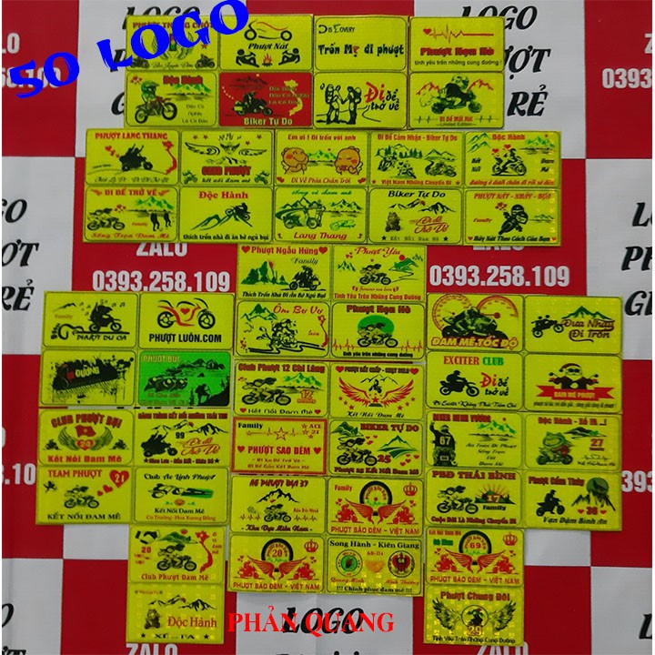 siêu combo 50 logo tem phượt phản quang