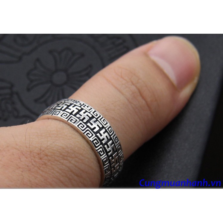 NHẪN BẠC KHẮC CHỮ VẠN - OM MANI PADME HUM - NH107