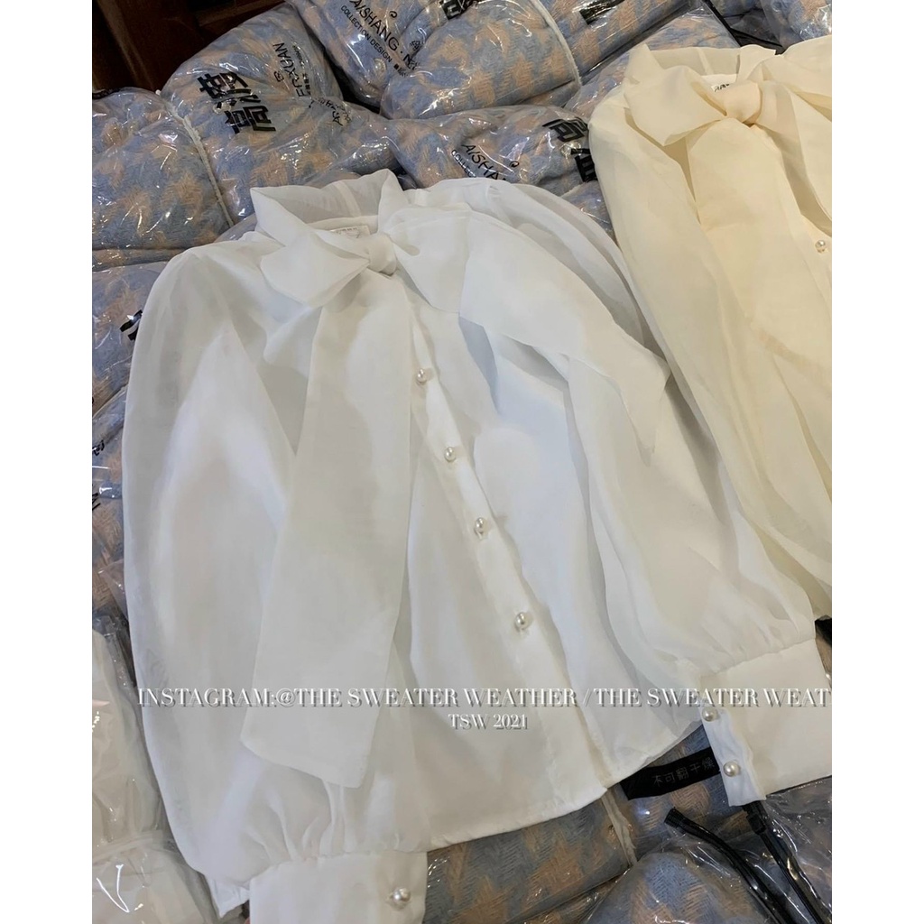 Áo sơ mi voan tơ có thắt nơ hàng loại 1 phong cách tiểu thư dành cho nữ | BigBuy360 - bigbuy360.vn