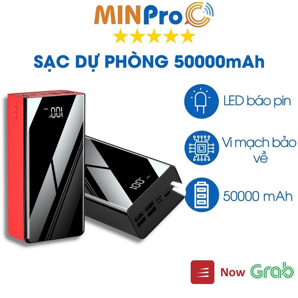 Pin Sạc Dự Phòng 50000mAh Cực Khủng Không Dây, Hỗ Trợ Sạc Nhanh Cho Xiaomi Samsung Oppo - MINPRO