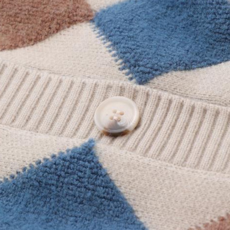 Áo khoác cardigan tay dài cổ chữ V phối nút cài thời trang thu đông xinh xắn dành cho bé gái