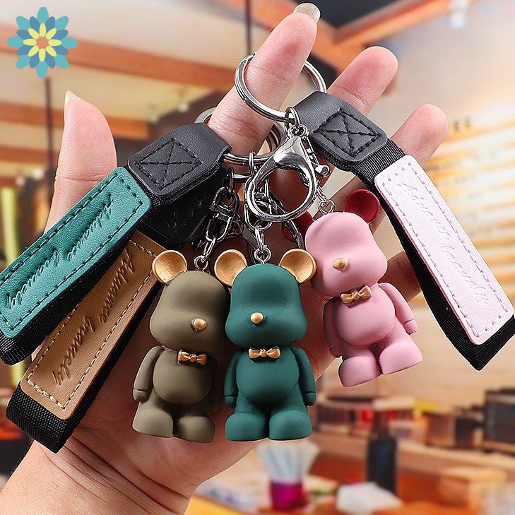 Móc khóa gắn hình gấu hoạt hình phong cách Hàn quốc dễ thương nhiều màu tùy chọn thời trang YD