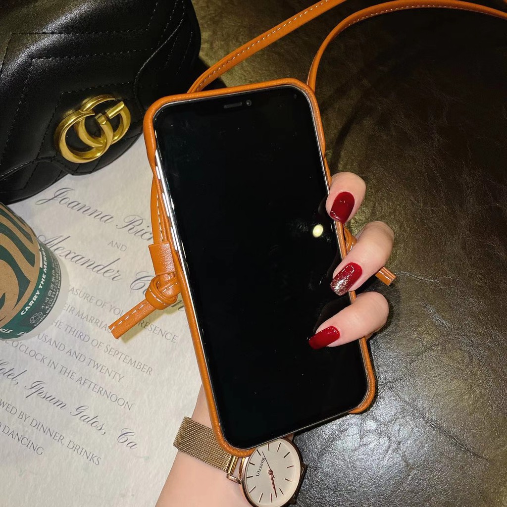 Ốp điện thoại da Celine có ngăn đựng thẻ phía sau và dây đeo cho iphone 11 12 pro max xr xmax | BigBuy360 - bigbuy360.vn