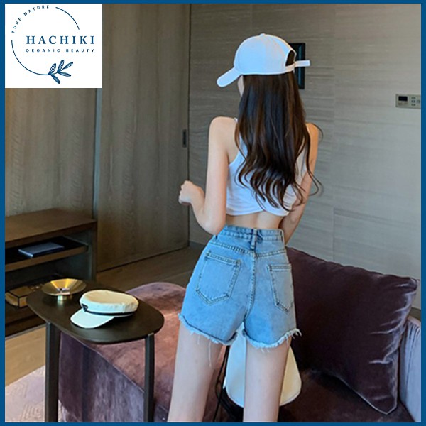 Quần đùi jean nữ lưng cao đẹp thời trang cao cấp HACHIKI Quần short jeans nữ phong cách Hàn Mã QSJ01 | BigBuy360 - bigbuy360.vn