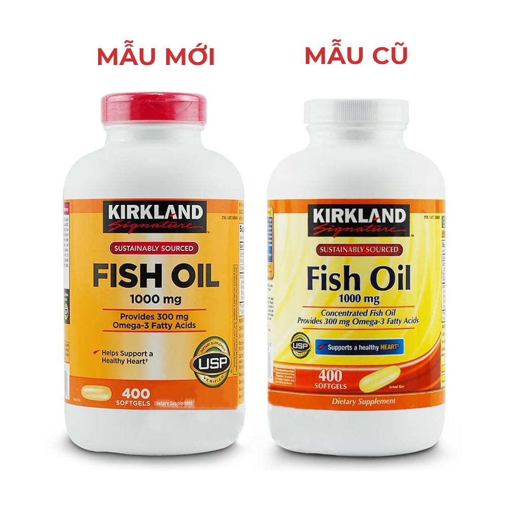 Kirkland Fish Oil 1000mg viên uống dầu cá bổ tim mạch, trí não, tăng cường thị lực, Chai 400 viên