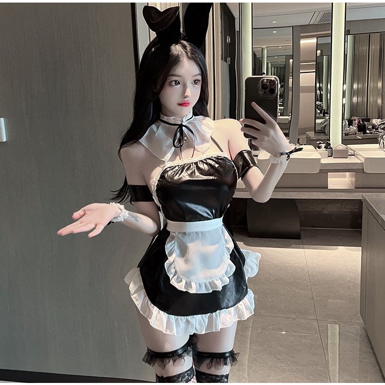 Bộ ngủ cosplay thỏ có tạp dề gợi cảm 8104