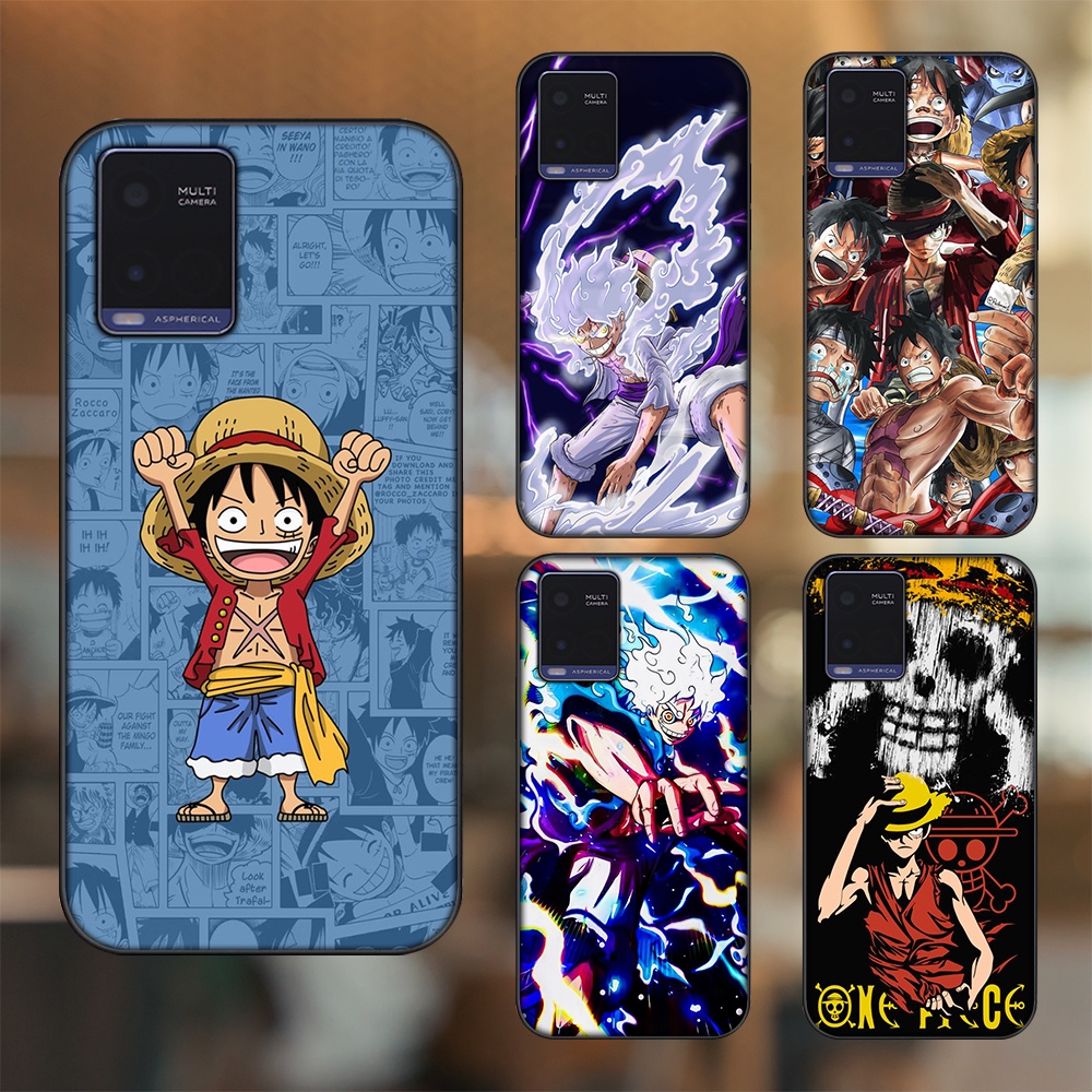 Ốp lưng Vivo Y21 viền đen in hình Luffy One Piece