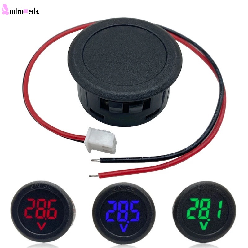Vôn Kế DC 4-100V Hình Tròn Có Màn Hình LED Chống Thấm Nước Siêu Nhẹ Cho Xe Hơi