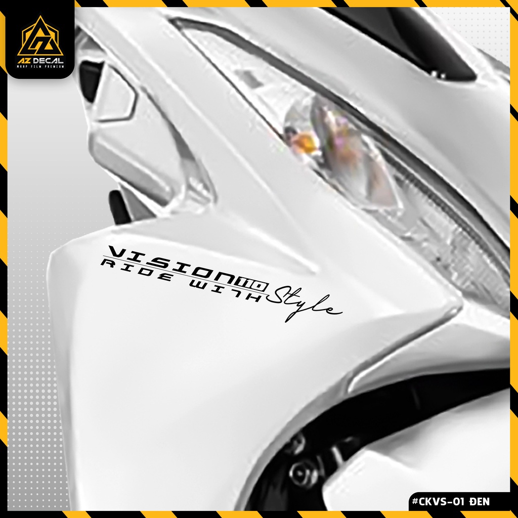 Tem Dán Xe Vision Đẹp Mẫu Chữ Ride With Style | CKVS-01 | Decal Trang Trí Dán Xe Vision Màu Đen, Trắng, Đỏ, Xanh