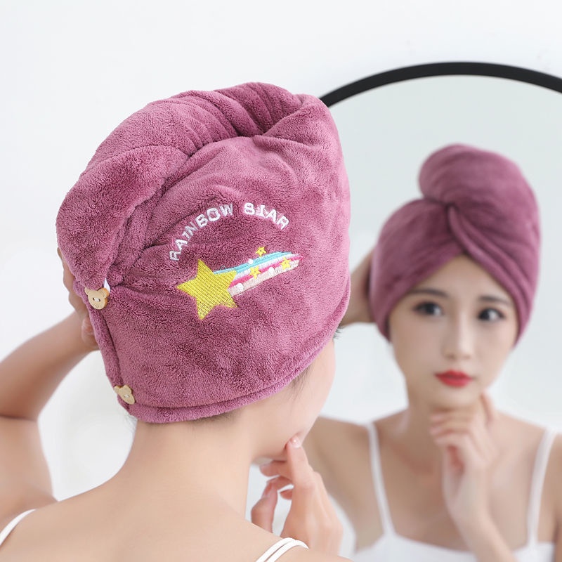 Khăn Quấn Tóc Bằng Nhung San Hô Thấm Hút Nước Nhanh Khô Hình Tam Giác Tiện Dụng Cho Nữ
