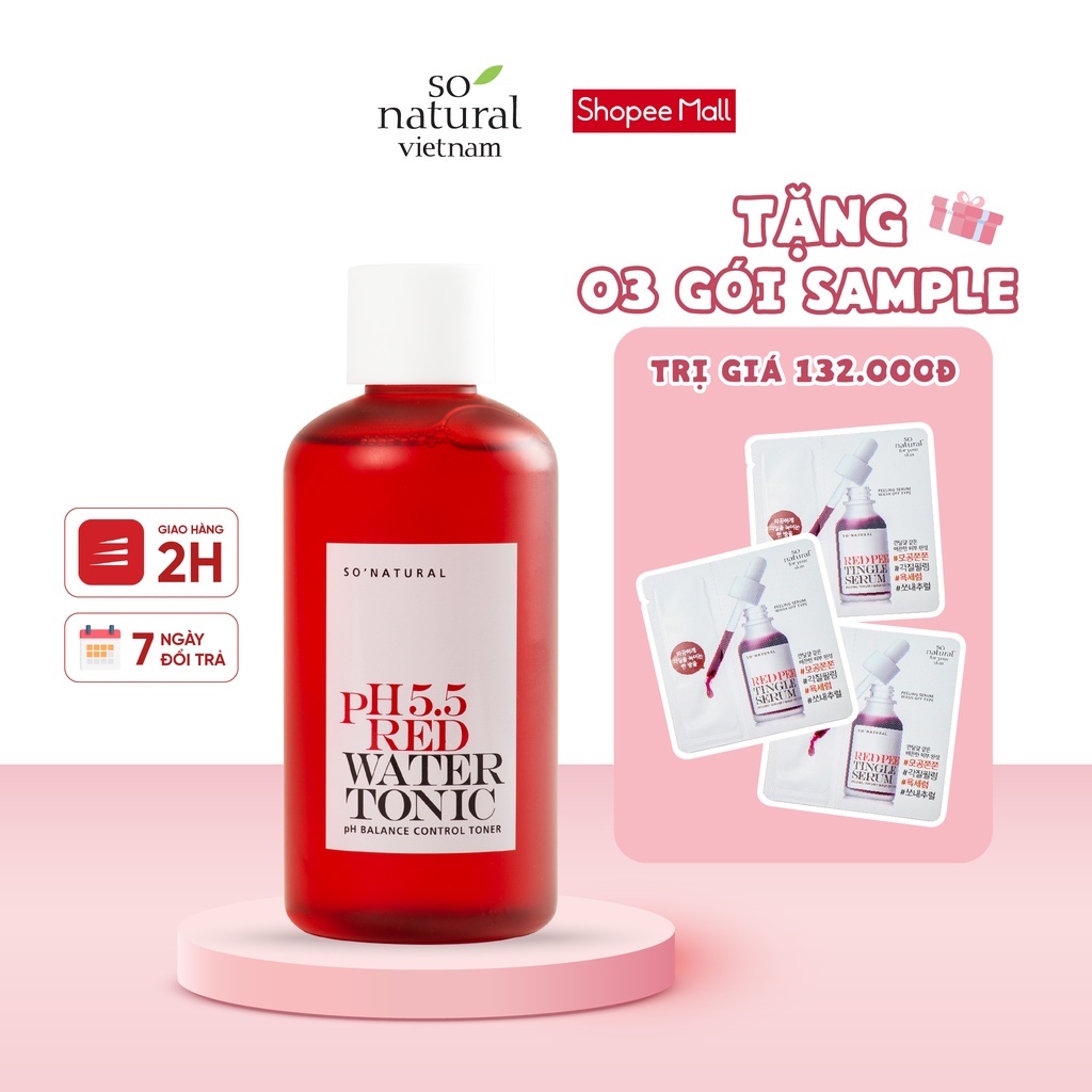 Nước Hoa Hồng Cấp Ẩm Cho Mọi Làn Da So Natural Red Peel PH 5.5 Red Water Tonic 250ml