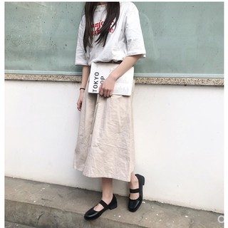 (Hàng Sẵn) Giày búp bê vintaget da bóng màu đen
