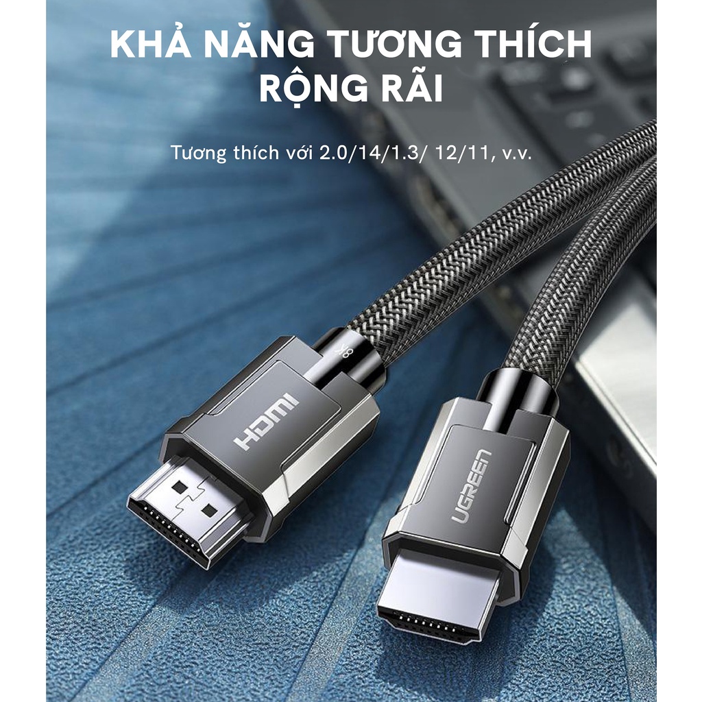 Cáp HDMI 2.1 dài 1m - 5m chuẩn 8K@60MHz Ugreen 70319 70320 70321 80602 50562 HD135