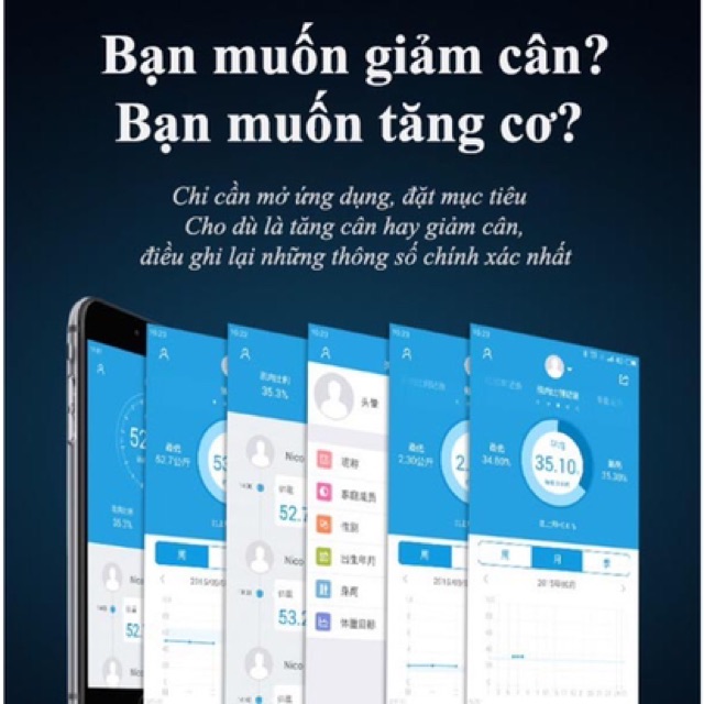 Cân sức khỏe thông minh phân tích  chỉ số cơ thể thông qua kết nối Bluetooth