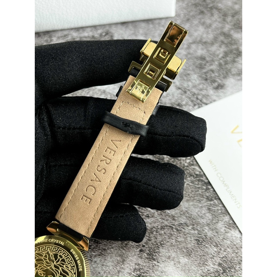 Đồng Hồ Nữ Daphins versace , dây da , màu đen , size 34mm