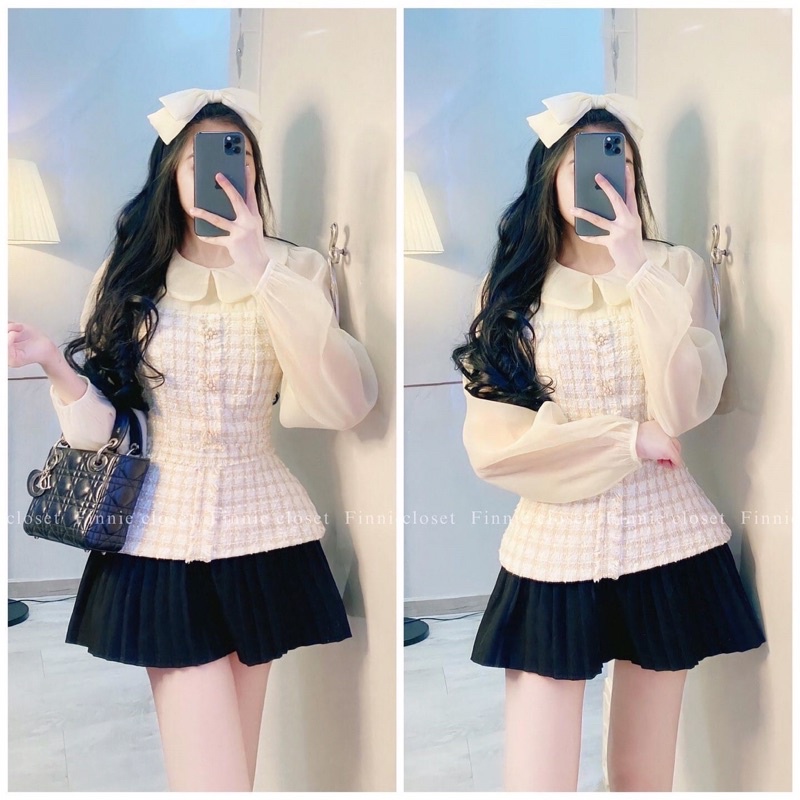 [FREESHIP - HÀNG LOẠI 1] ÁO DẠ 2 LỚP PHA TƠ CỔ SEN SIÊU XINH