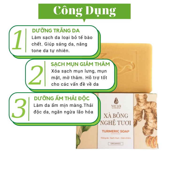 Xà bông nghệ Mela - Xà phòng nghệ trắng da giảm mụn giảm thâm Mela 100g | BigBuy360 - bigbuy360.vn