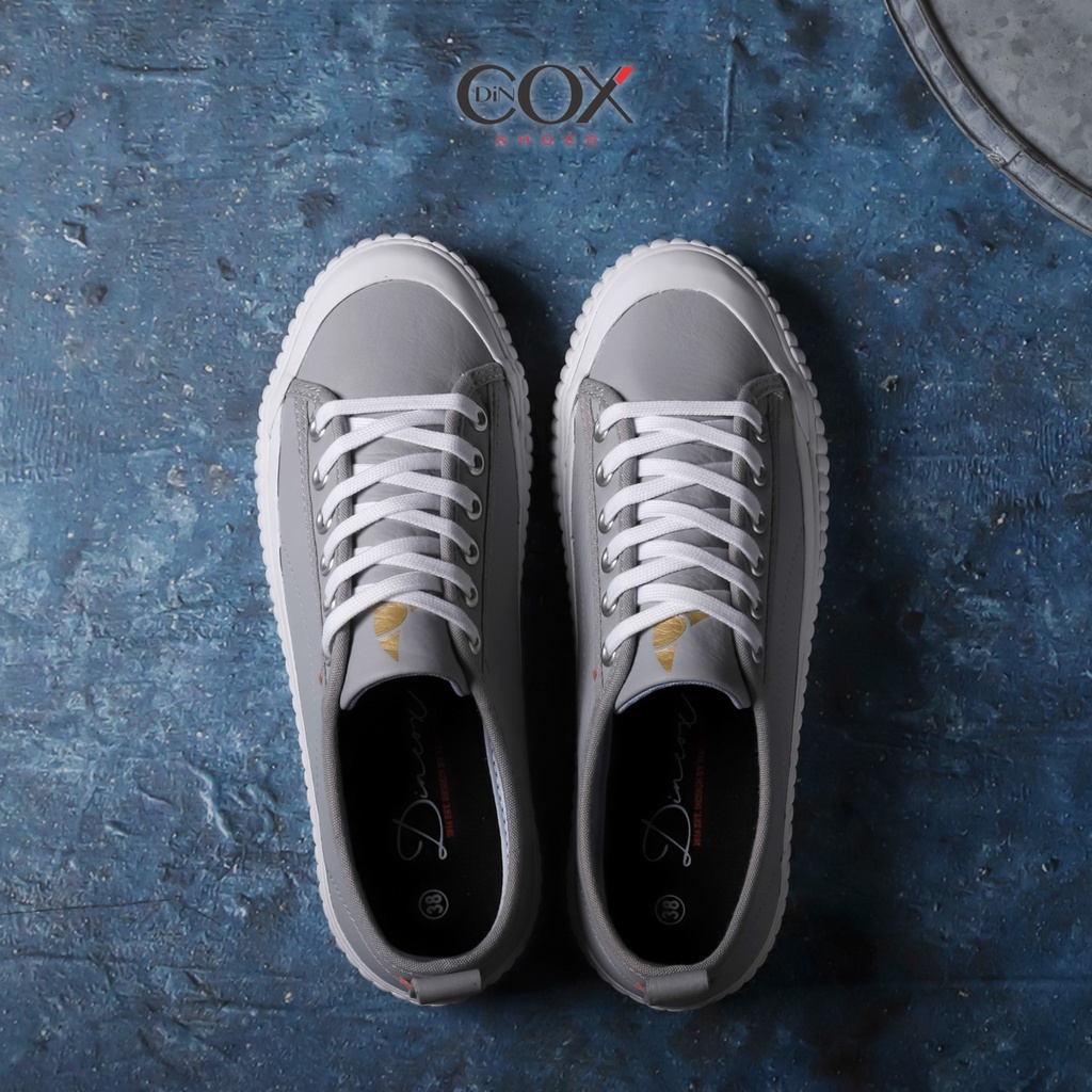 Giày Sneaker Da Bò Thật Nữ DINCOX E02 Grey Sang Trọng