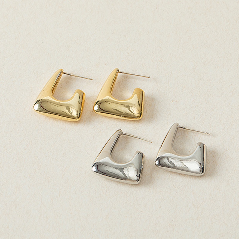 Khuyên Tai Xỏ Lỗ Bằng Hợp Kim Đồng Trơn Mịn Phong Cách Hàn Quốc Hàng Ngày Thời Trang Mới Cho Nữ