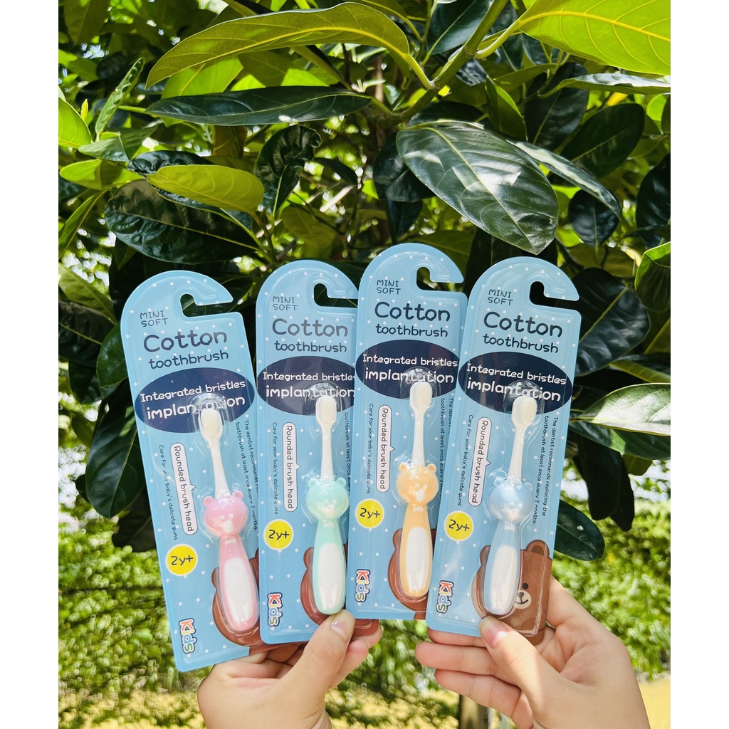 Bàn chải đánh răng lông cotton siêu mềm cho bé từ 2 tuổi, Bàn Chải Cho Bé Tập Đánh Răng Sợi Lông Tơ Siêu Mềm Thị Nắng