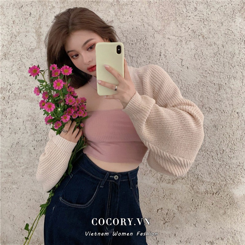 【Cocory】 Áo Khoác Cardigan Dệt Kim Tay Dài Thiết Kế Dáng Rộng Cho Nữ
