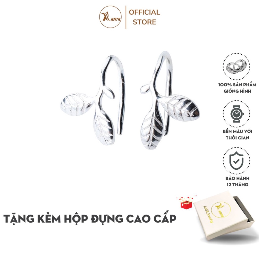 Khuyên tai bạc Ý s925 hình chiếc lá non ANTA Jewelry ATJ8012