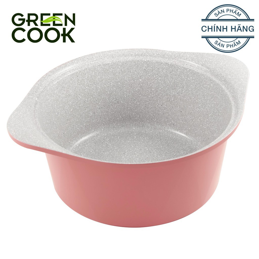 Nồi đúc ceramic vân đá đáy từ chống dính 20cm Green Cook GCS02