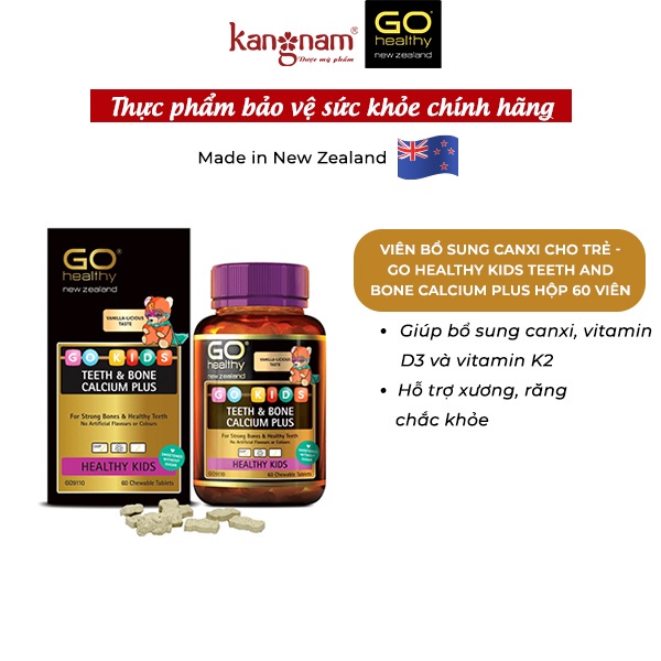 Viên Bổ Sung Canxi Cho Trẻ Go Healthy Kids Teeth and Bone Calcium Plus Hộp 60 viên