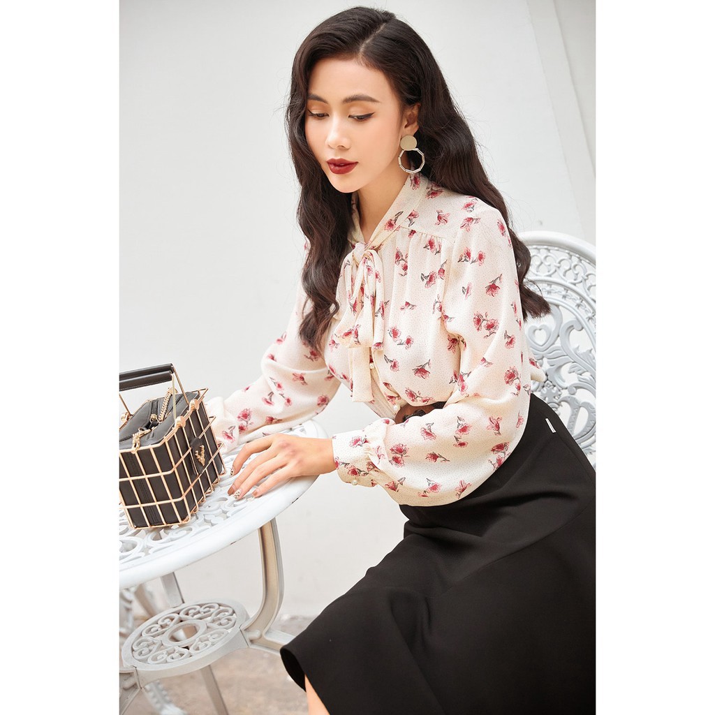 Áo sơ mi dài tay cổ thắt nơ 20 Again ASA0874 | BigBuy360 - bigbuy360.vn