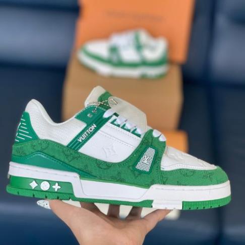 ✅freeship✅ Giày Louis Vuitton LV Trainer White pink & white green, giày thể thao LV cao cấp sang trọng full phụ kiện