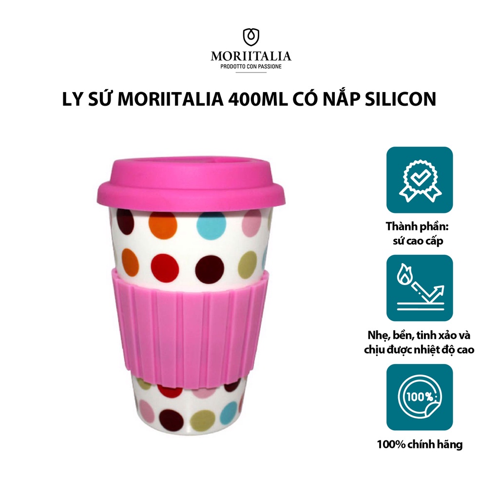 Ly sứ có nắp silicon Moriitalia B106-X077-PINK