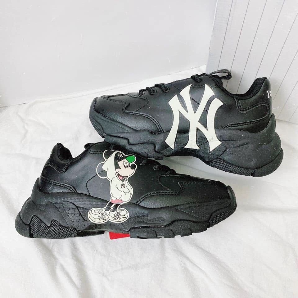 [FreeShip + Xả lỗ Hàng Xịn Sò] Giày Sneaker Mlb mickey trắng đen Hàng 1:1, Giày Mlb đen mickey Ny trắng