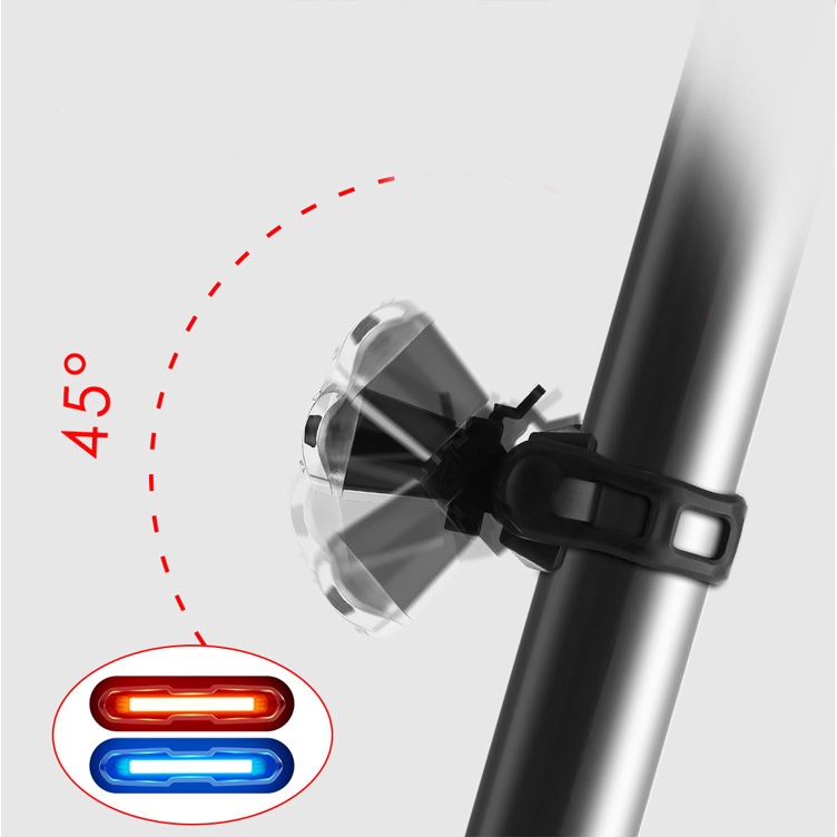 Đèn led gắn đuôi xe đạp leo núi MOSOWORLD 8 bóng có thể sạc lại bằng cổng USB 3 màu