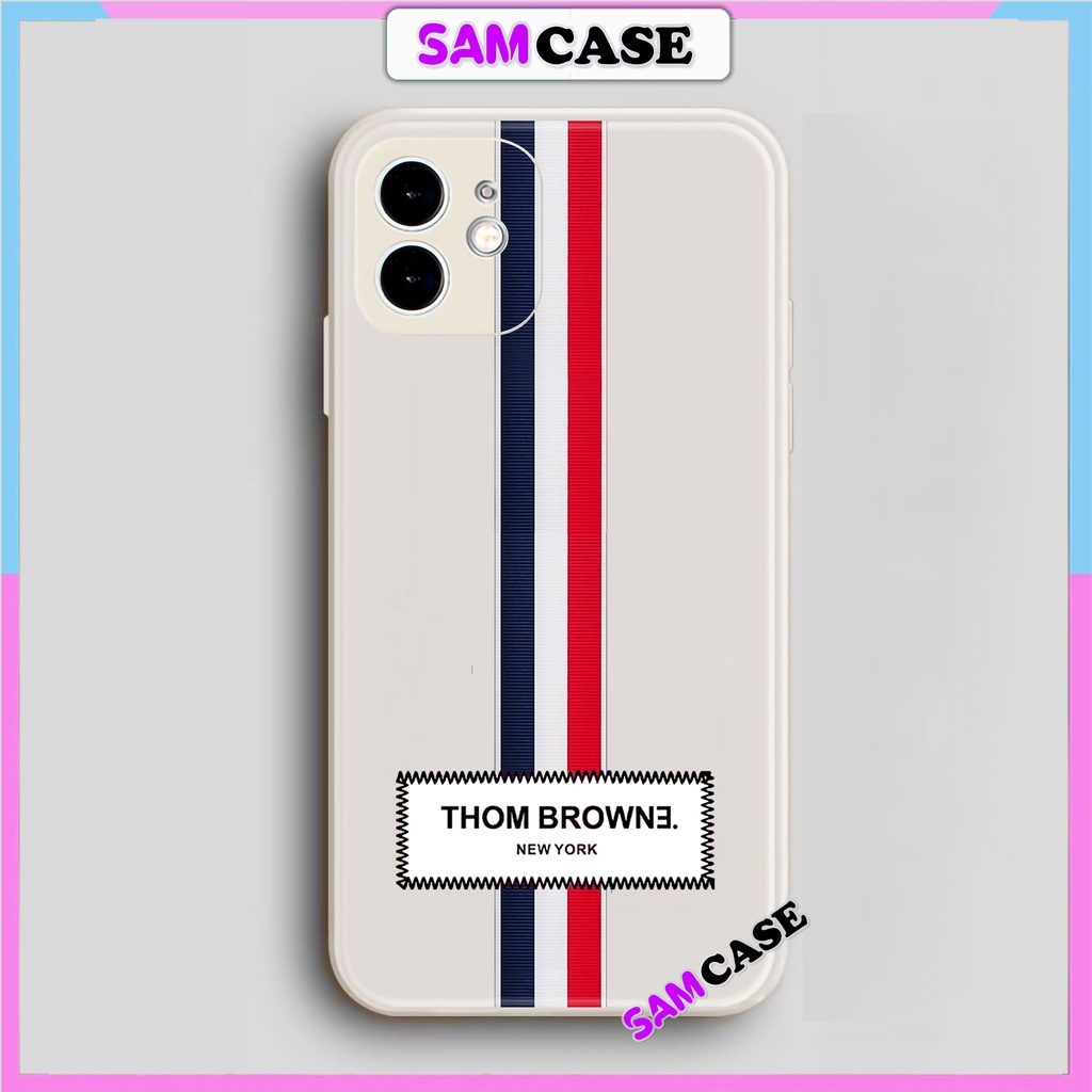 Ốp lưng iPhone 6/6s/7/8/X/XS/11/12/13 Pro Plus Max viền vuông chống sốc silicon mềm bảo vệ camera hình Thom Browne SC123