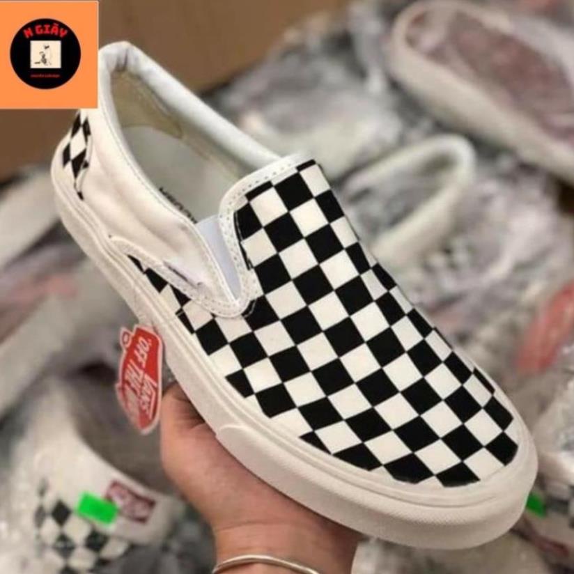 💜 🚓 Giày Vans Caro Lười Classic Kẻ Ô Đen Trắng, Giày Nam Nữ Đi Chơi Thời Trang Giá Rẻ Full Box Bill 🍁