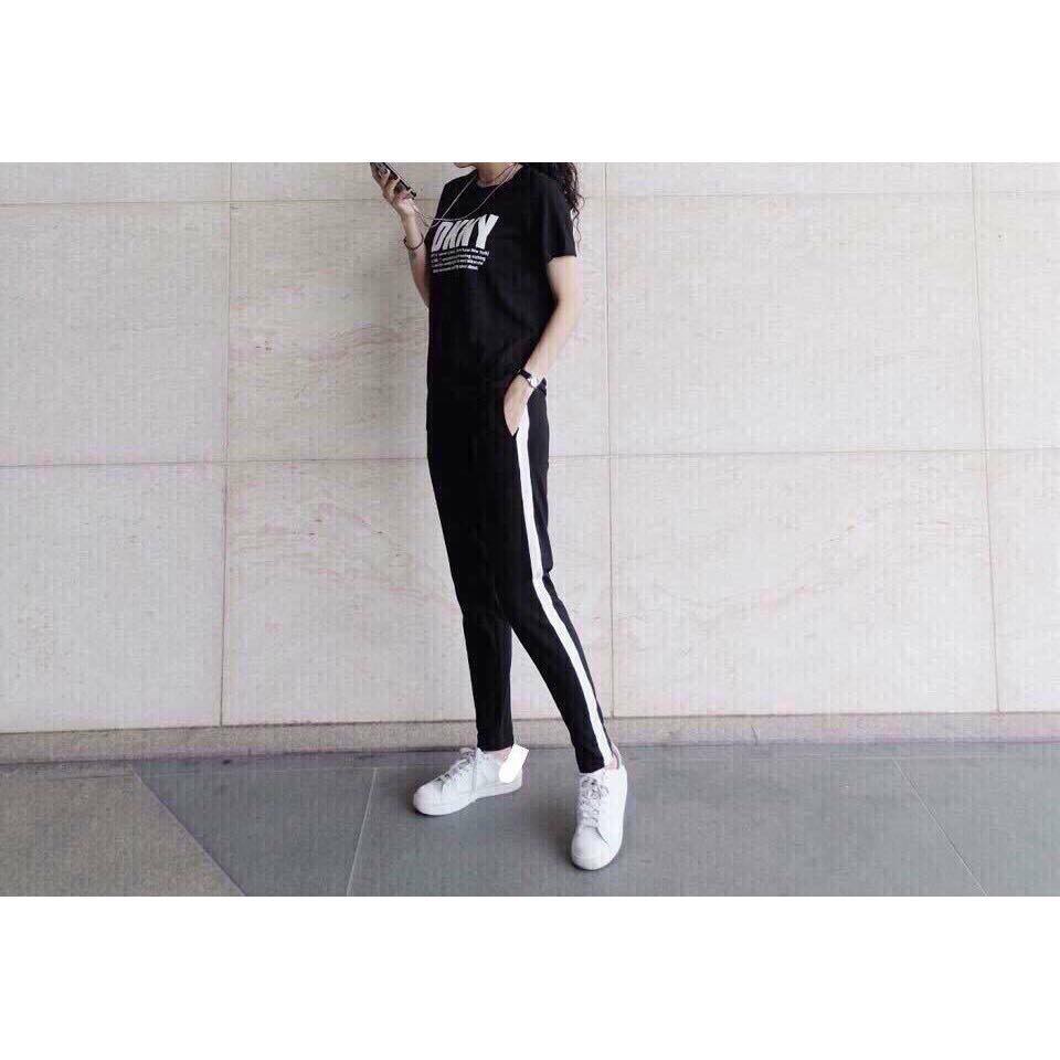 Quần Jogger Đen 1 sọc trắng (ống suông) | BigBuy360 - bigbuy360.vn