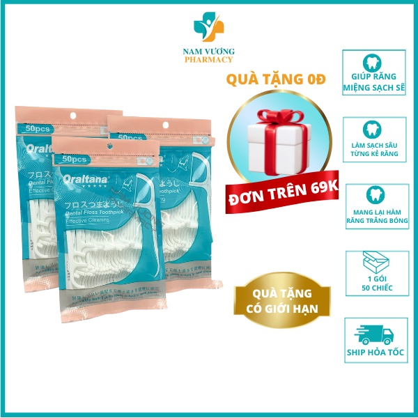 Tăm chỉ nha khoa Oraltana, chất lượng 5 sao, vệ sinh răng miệng sạch sẽ, nhỏ gọn, tiện dụng