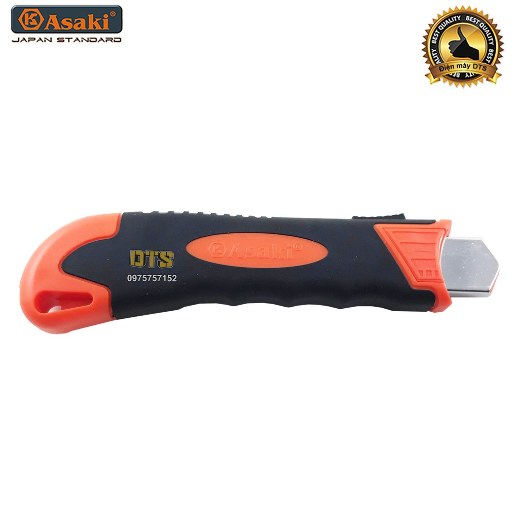 Dao trổ, dao rọc giấy cao cấp thép SK-5 Asaki AK-8747, thân bọc nhựa chống trượt (Kèm 3 lưỡi dao thay thế)