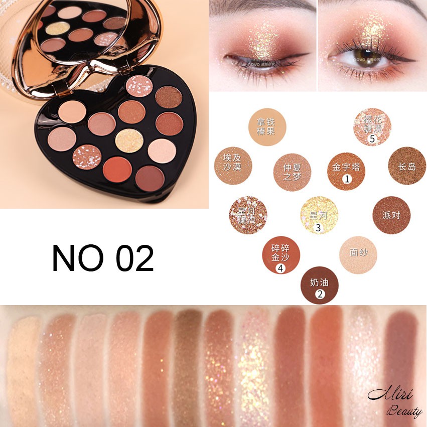 Bảng phấn mắt NOVO I Love Eye Shadow 12 màu hình trái tim | BigBuy360 - bigbuy360.vn