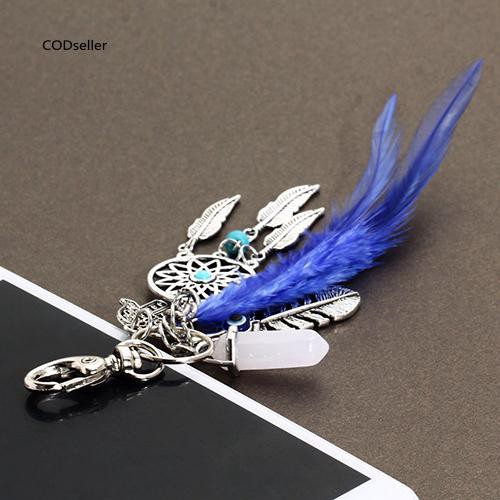 Móc chìa khoá hình Dreamcatcher bằng hợp kim mạ bạc dài 16cm phong cách Bohemia đáng yêu cho nữ