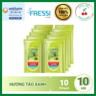 Khăn ướt FRESSI APPLE gói 10 miếng hương táo xanh-combo 10 gói